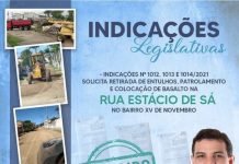 Retirada de entulhos, patrolamento e colocação de basalto na XV de Novembro