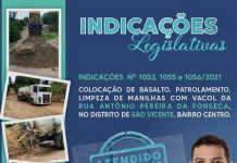 Colocação de basalto, patrolamento e limpeza de manilhas em São Vicente